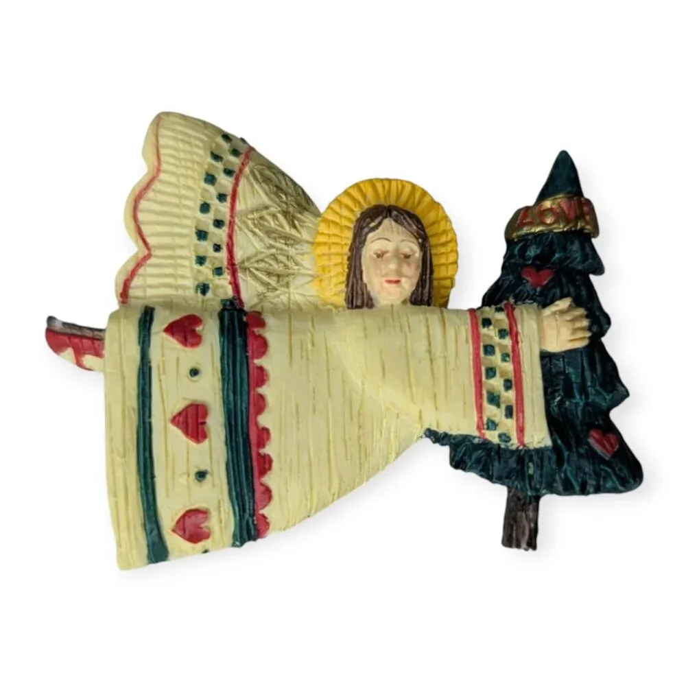 Vintage 1998 Christmas Angel Resin Pin/Brooch